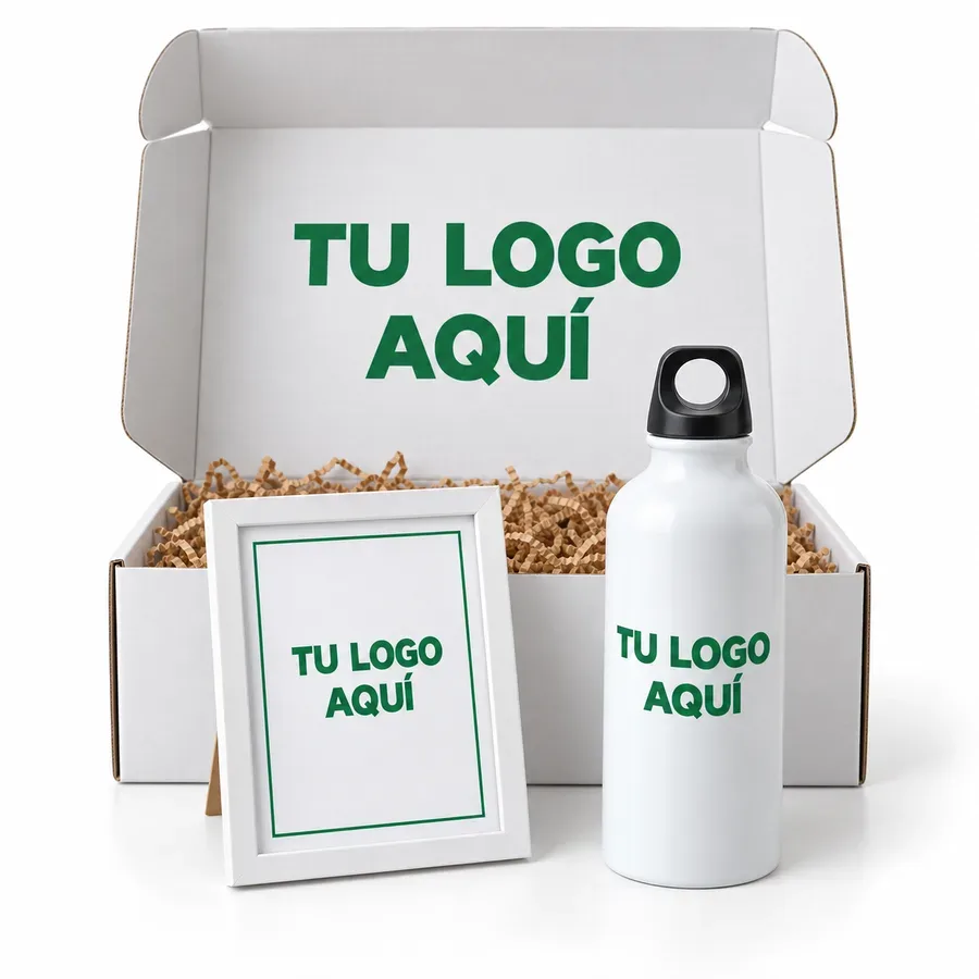 Box personalizado 2: cuadro + tomatodo + caja con logo — NH Creativo