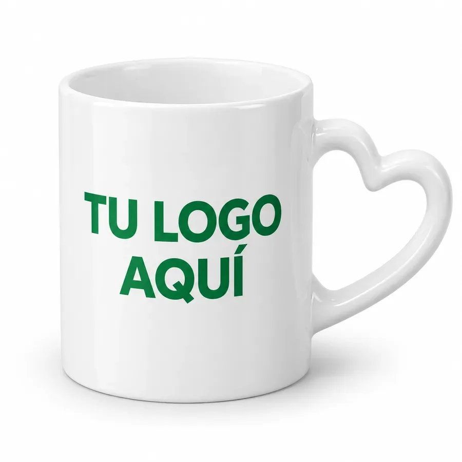 Taza 11 oz con asa de corazón con logo — NH Creativo